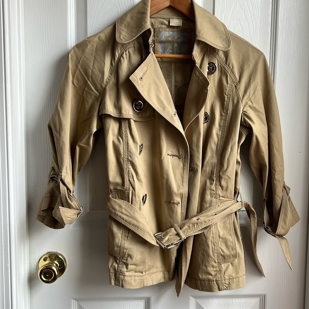 Michael Kors Canvas Spring jacket with silver buttons 3/4 inch sleeves size S/P
